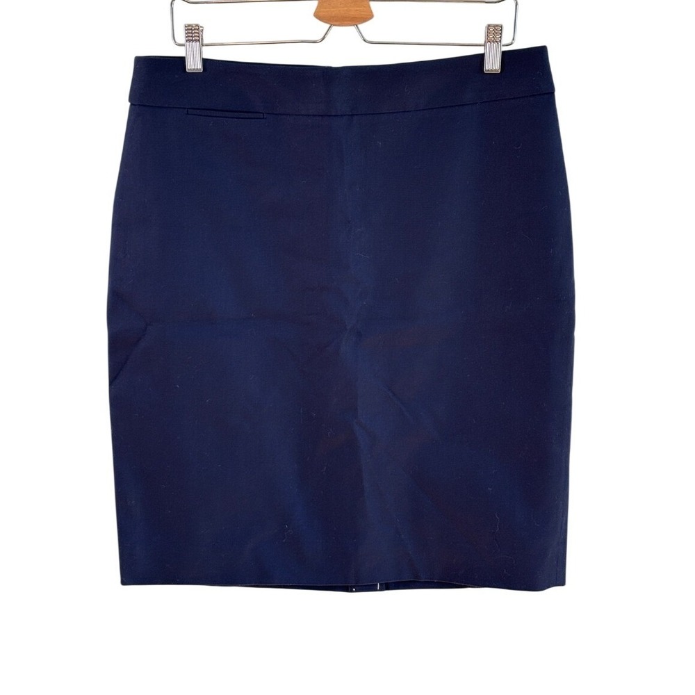 J. Crew Pencil Skirt Navy Blue Women Size 12 Cotton B9335 Workwear Knee Length